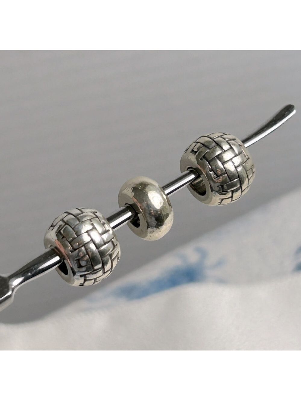 Brighton Chunky Spacers Set of 3 Weave & Smooth Design Silver Plated
